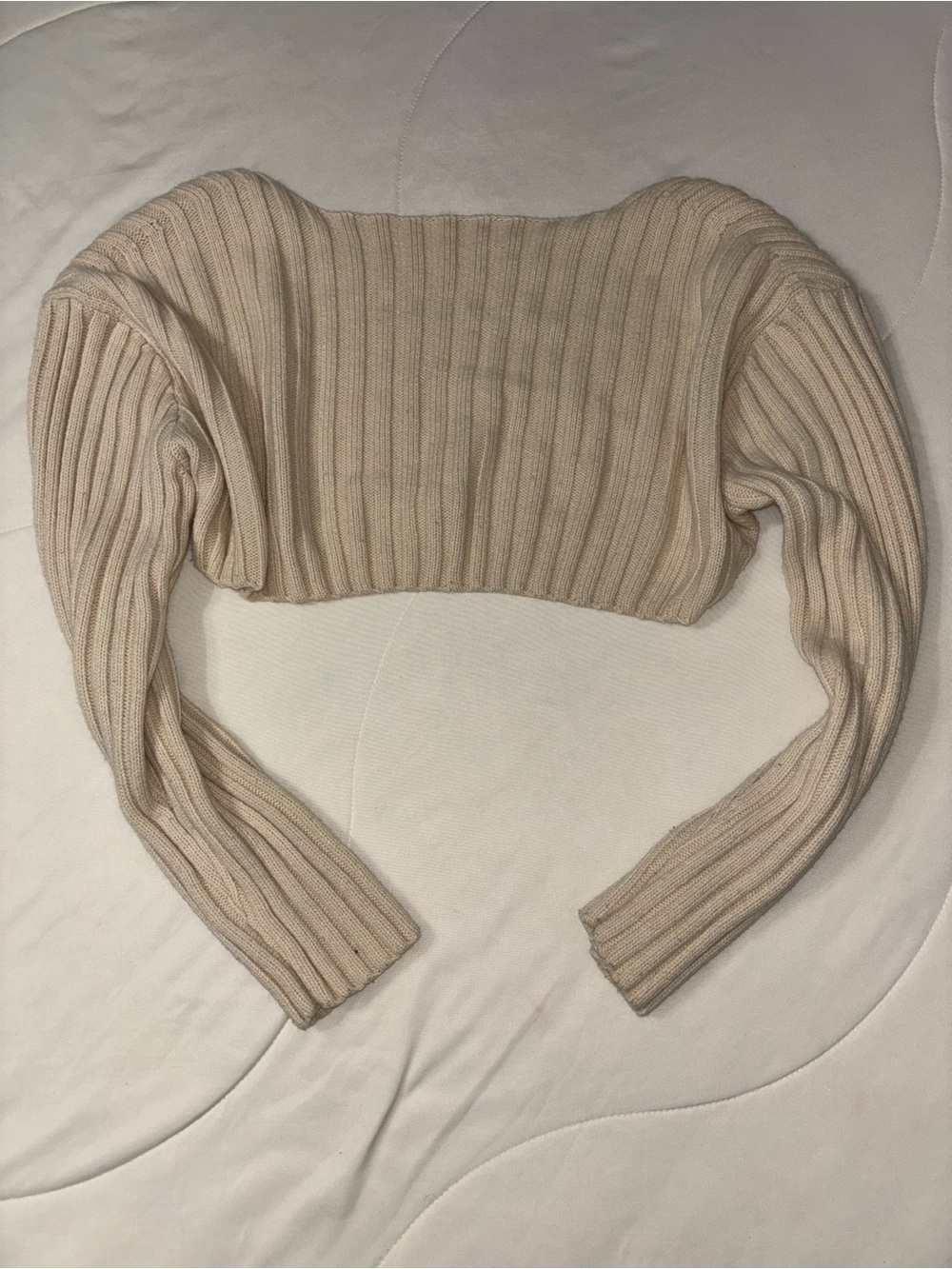 Beige Ribbed bolero Sweater